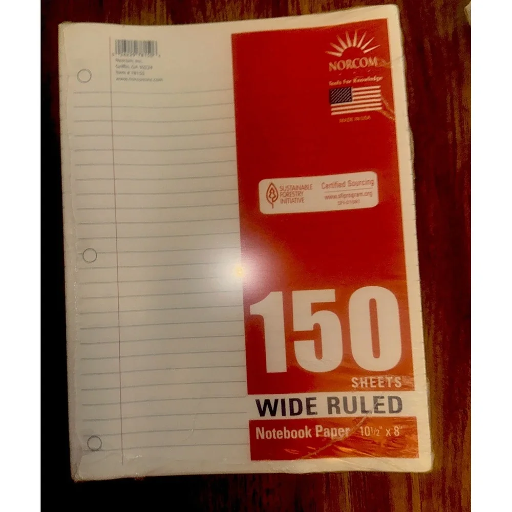 Mead Norcom Walmart Notebook Paper Wide Ruled 10.5 X 8 150 Sheets Lot‎ of 6